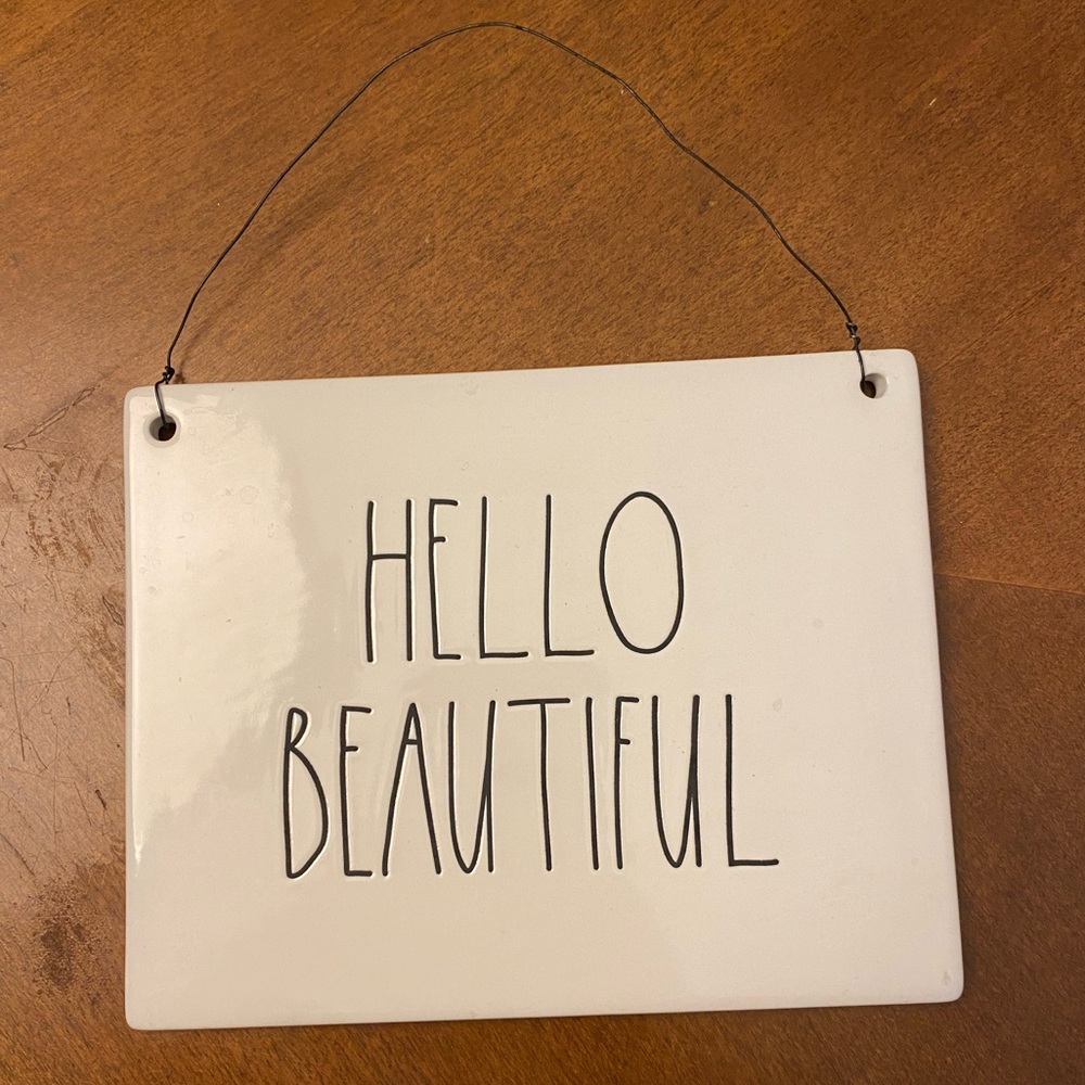 Rae Dunn HELLO BEAUTIFUL hanging sign